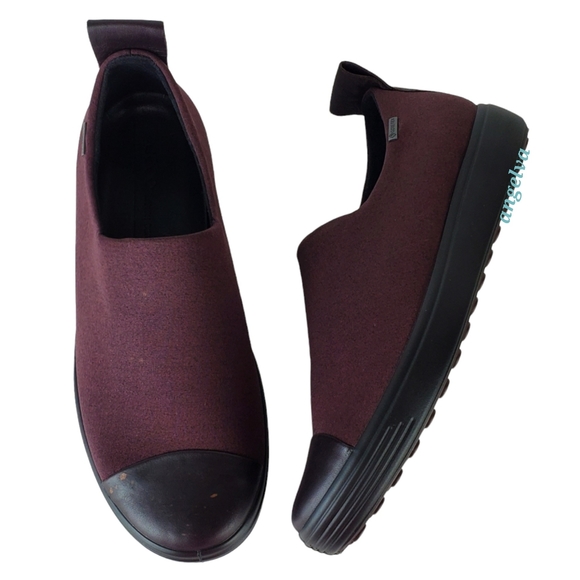 New Ecco the soft 7 gore tex waterproofslip on sneakers burgundy extra width - Picture 3 of 14